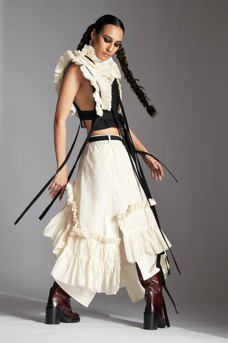 Zeni Skirt-White cotton by Chola in white color for women Worldwide
