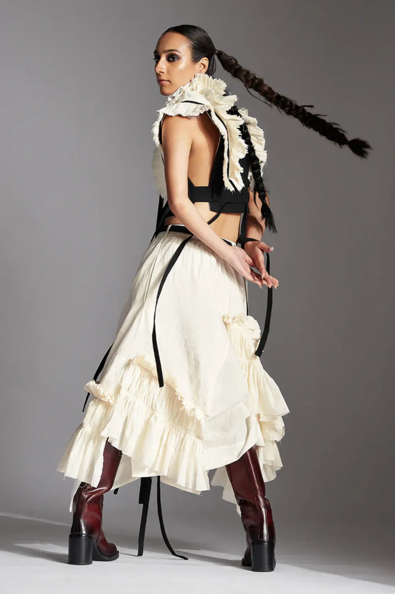 Zeni Skirt-White cotton by Chola in white color for women Worldwide