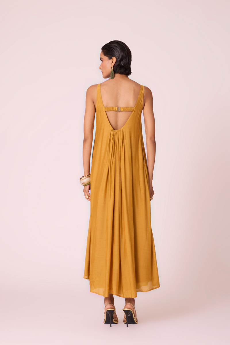 Zvuk Yellow Embroidered Maxi Dress by The Summer House in yellow color for women Worldwide