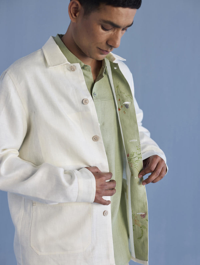 Ansh Forever Linen Shacket - Ivory
