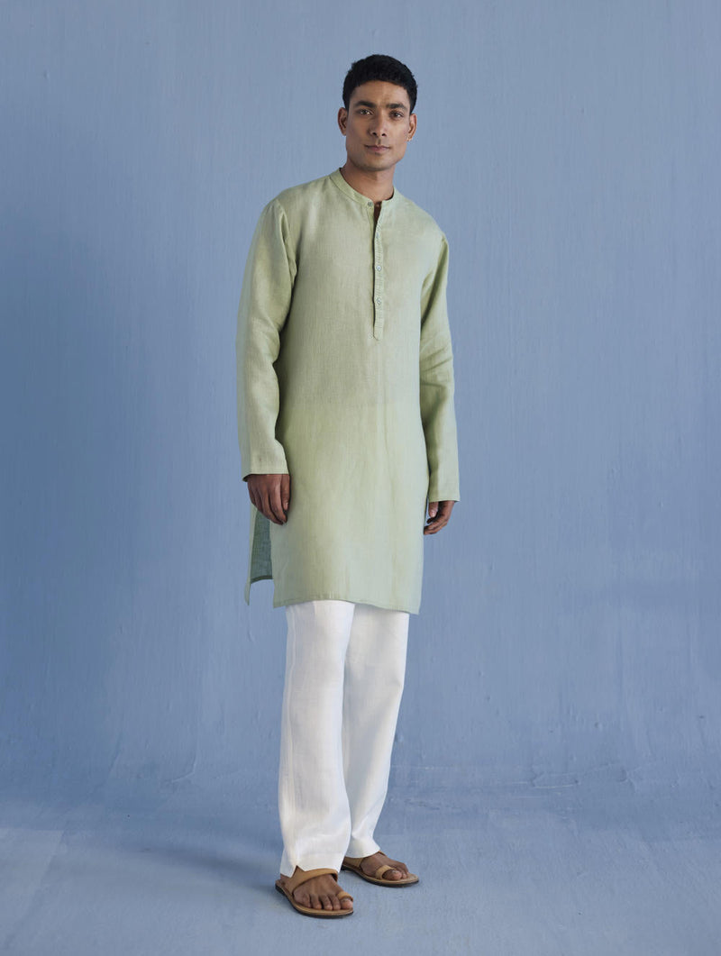 Jay Forever Linen Kurta - Mint