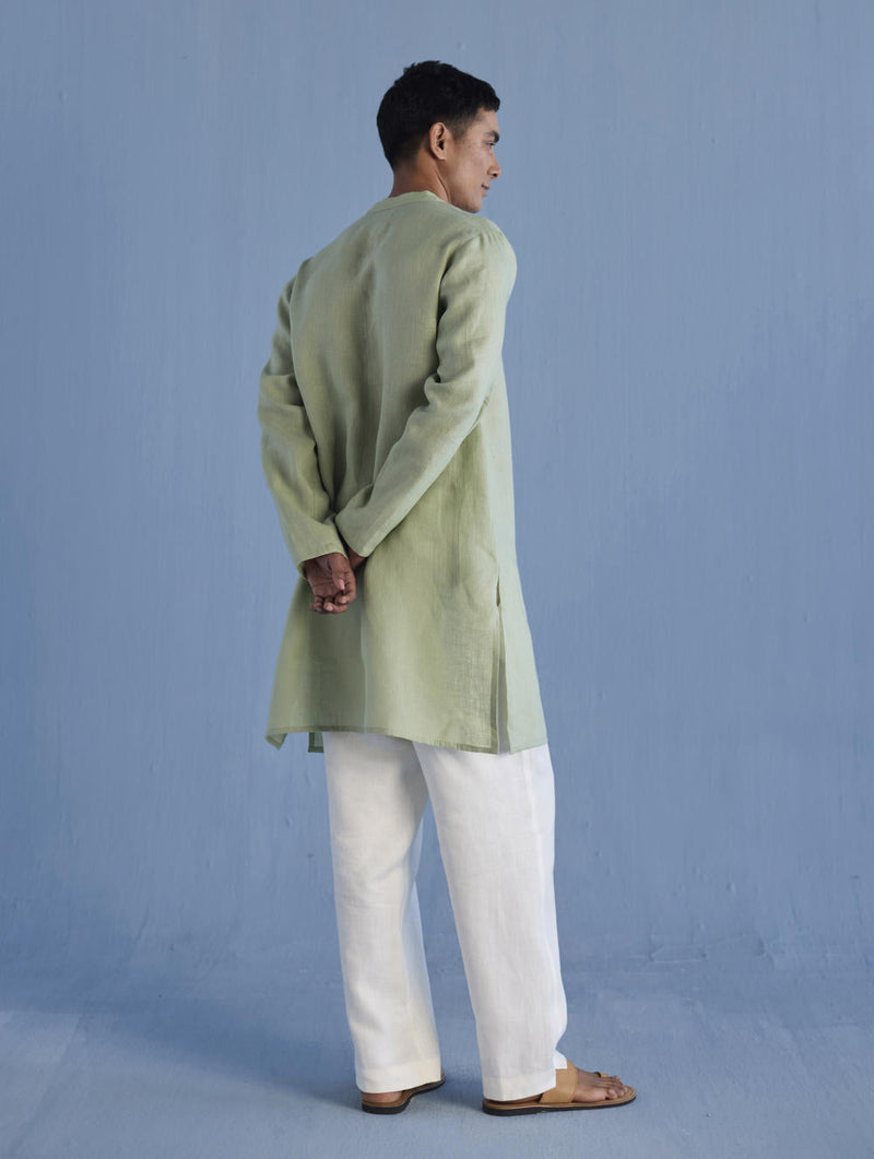 Jay Forever Linen Kurta - Mint