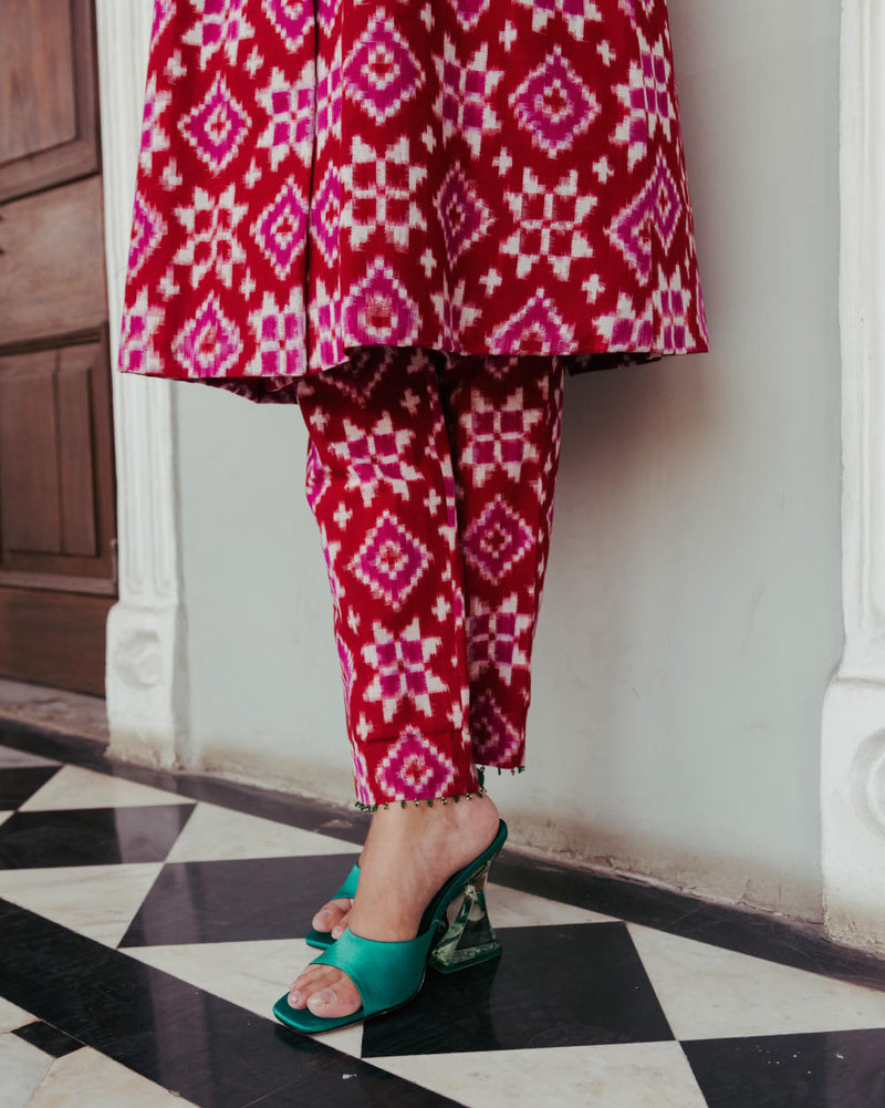 Ahilya Ikat Trench Kurta Set silk Indo-Western Wear,Kurta Sets by JodiLife for women Worldwide