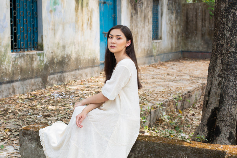 Ahilya Maxi Dress Dress by Moborr in white color for women Worldwide