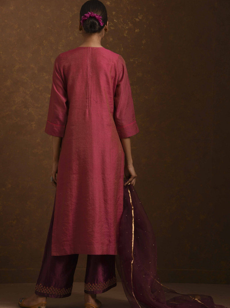 Aks Red-Wine Kurta Set by Priti Prashant for women Worldwide