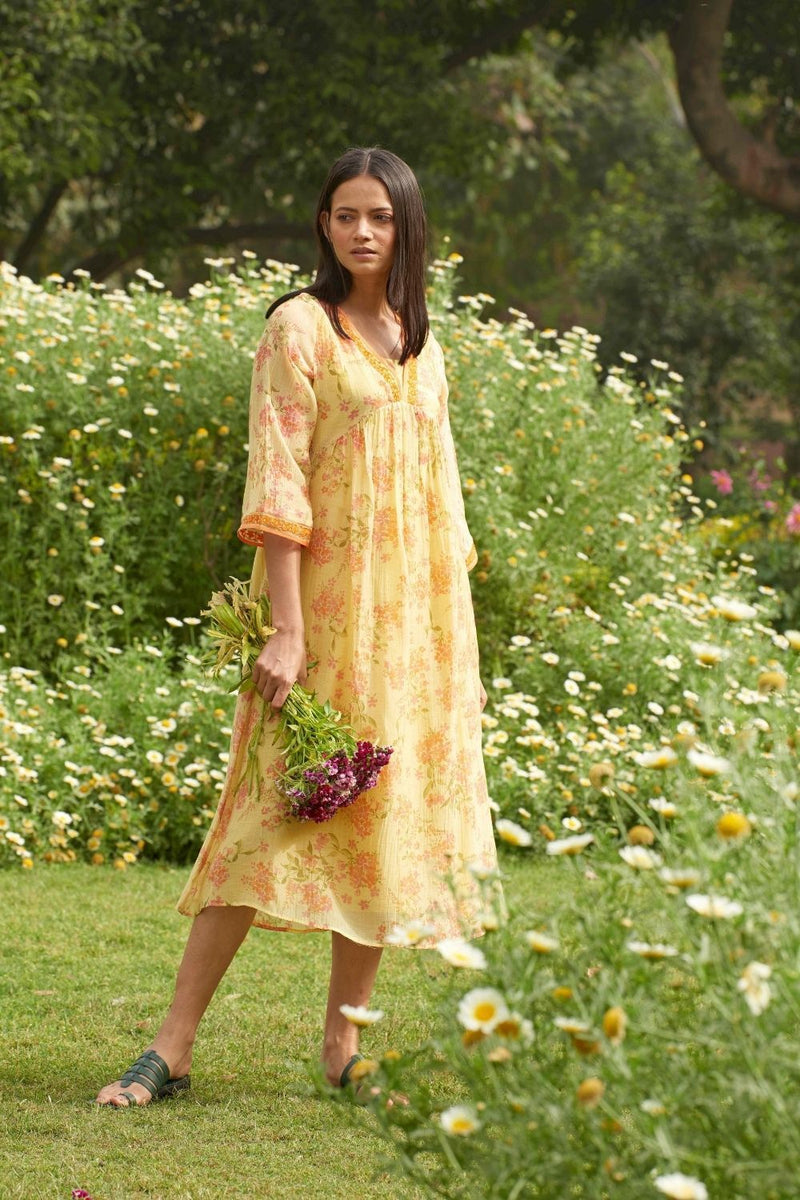 Amaltas Yellow Dress by Priti Prashant for women Worldwide