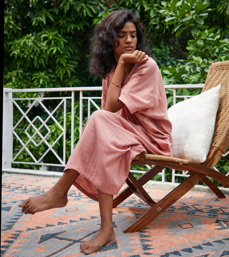Amaranth kaftan Lounge Wear by Khara Kapas for women Worldwide