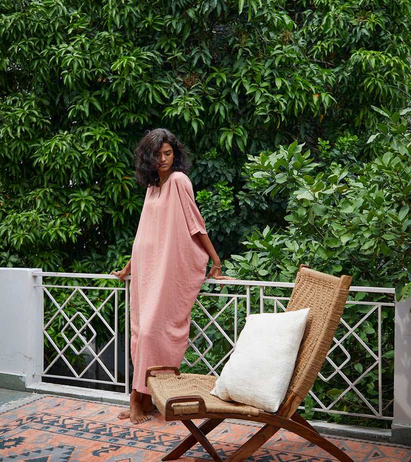 Amaranth kaftan Lounge Wear by Khara Kapas for women Worldwide