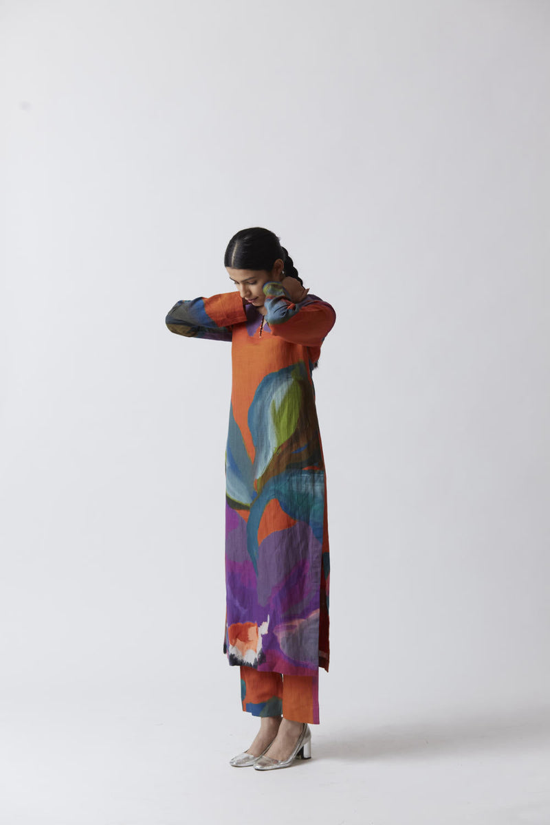 AMETHYST LINEN KURTA SET Kurta Sets by Yam for women Worldwide