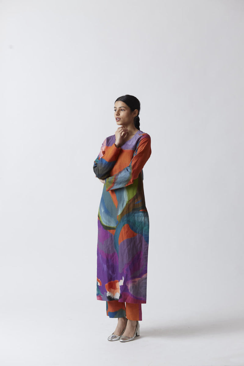AMETHYST LINEN KURTA SET Kurta Sets by Yam for women Worldwide