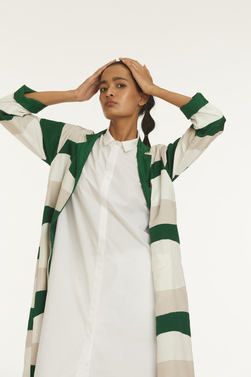 Applique Jacket Co-ord Emerald Green (Set of 3) Co-ord Set,Jackets & Overlays by THREE in white color for women Worldwide