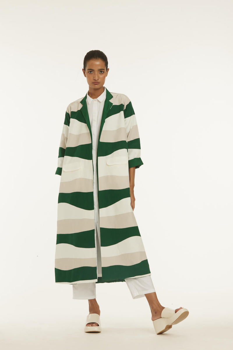 Applique Jacket Co-ord Emerald Green (Set of 3) Co-ord Set,Jackets & Overlays by THREE in white color for women Worldwide