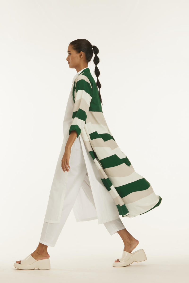 Applique Jacket Co-ord Emerald Green (Set of 3) Co-ord Set,Jackets & Overlays by THREE in white color for women Worldwide