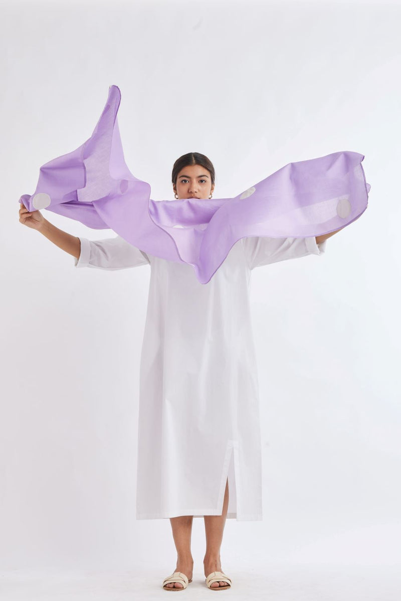 Applique Polka Scarf Lavender Scarves & Stoles by THREE for women Worldwide