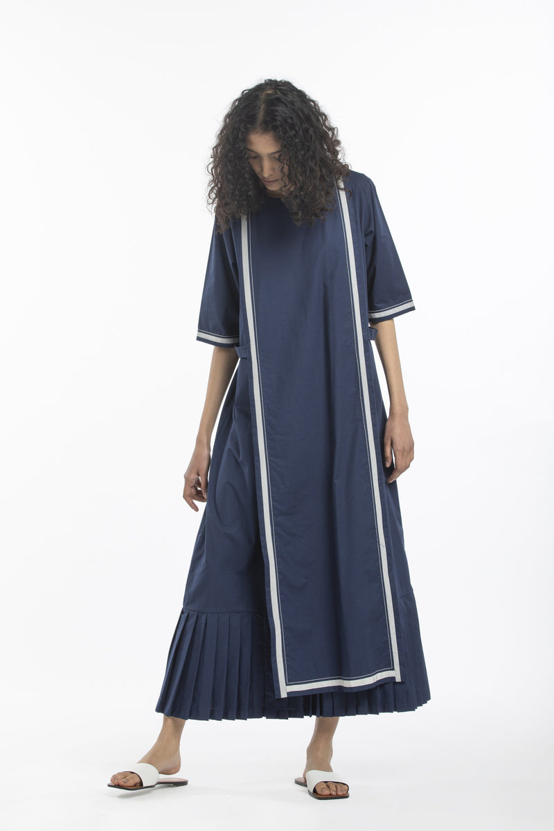 APRON DRESS-NAVY by THREE for women Worldwide