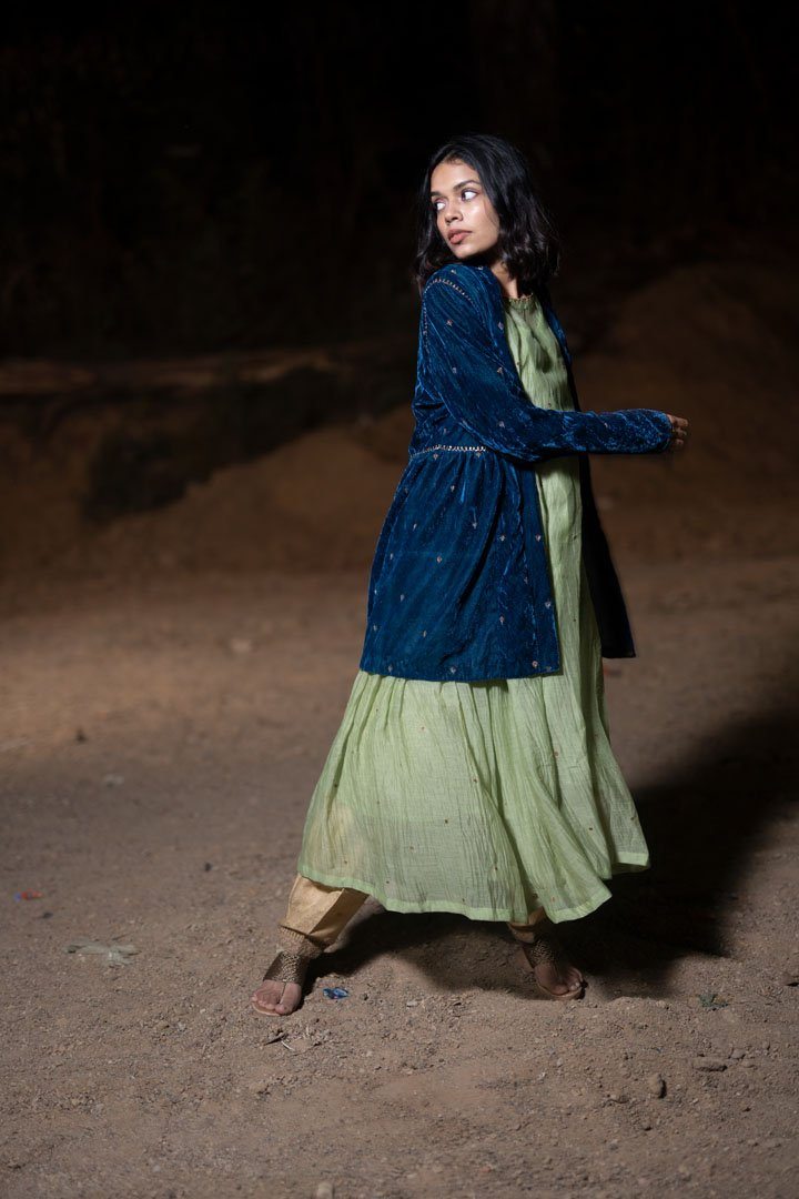 Aqua Blue Jacket Jackets & Overlays by Nirjara for women Worldwide