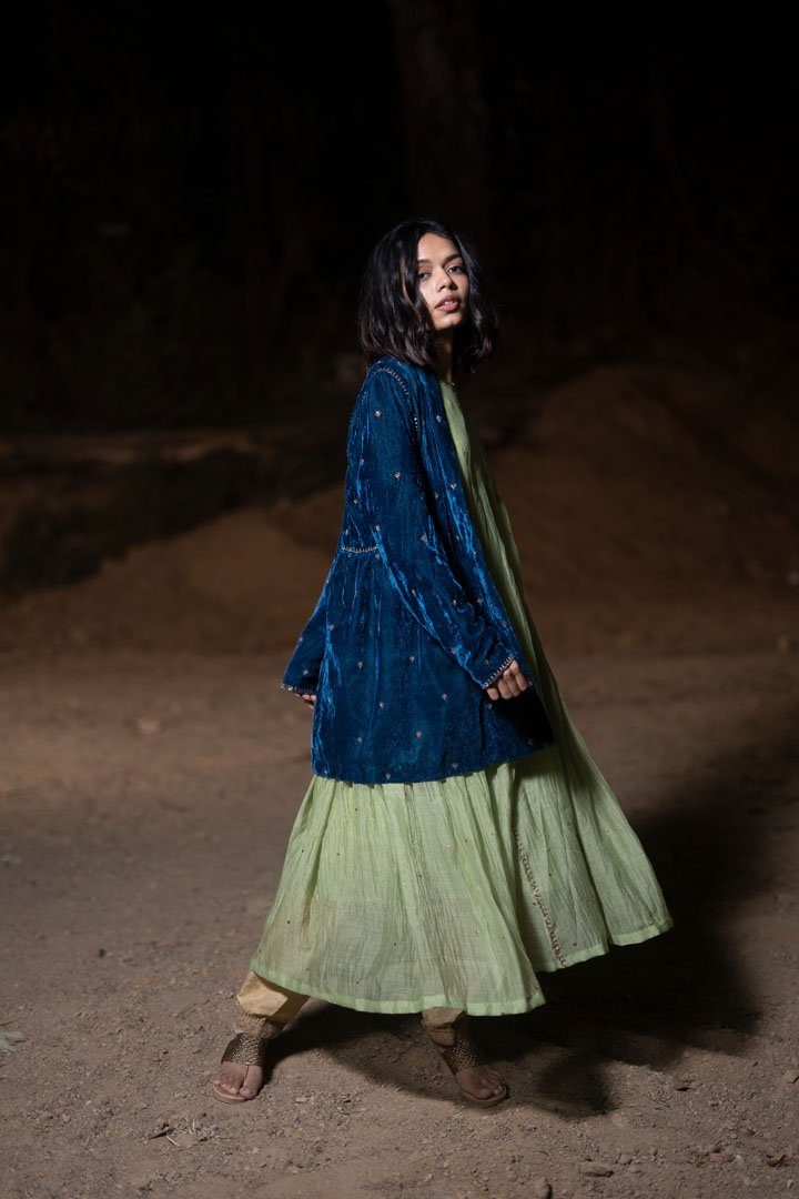 Aqua Blue Jacket Jackets & Overlays by Nirjara for women Worldwide