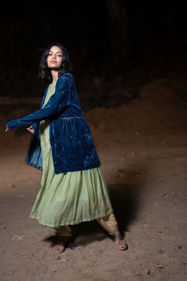 Aqua Blue Jacket Jackets & Overlays by Nirjara for women Worldwide