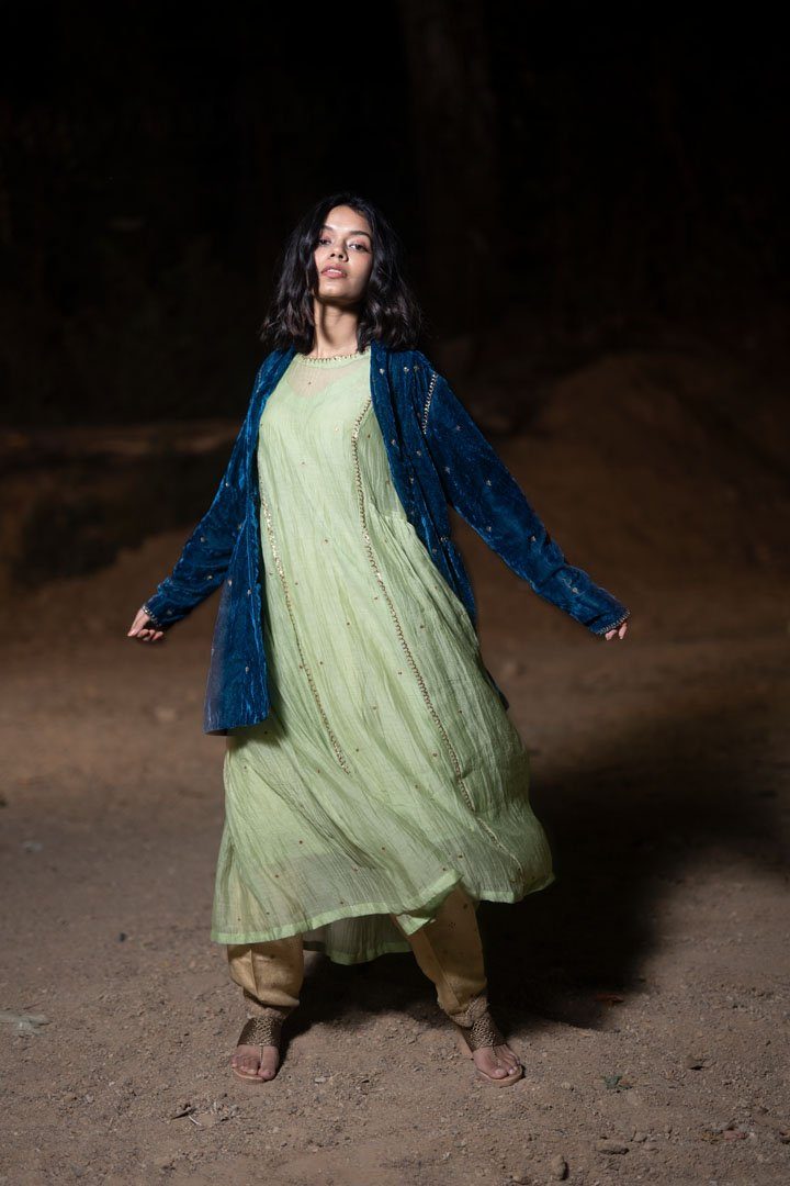 Aqua Blue Jacket Jackets & Overlays by Nirjara for women Worldwide