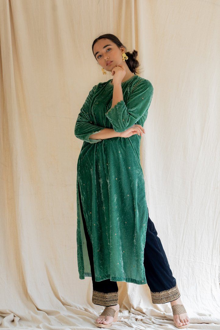 Aqua Green Imaam Kurta Kurta Sets by Nirjara for women Worldwide