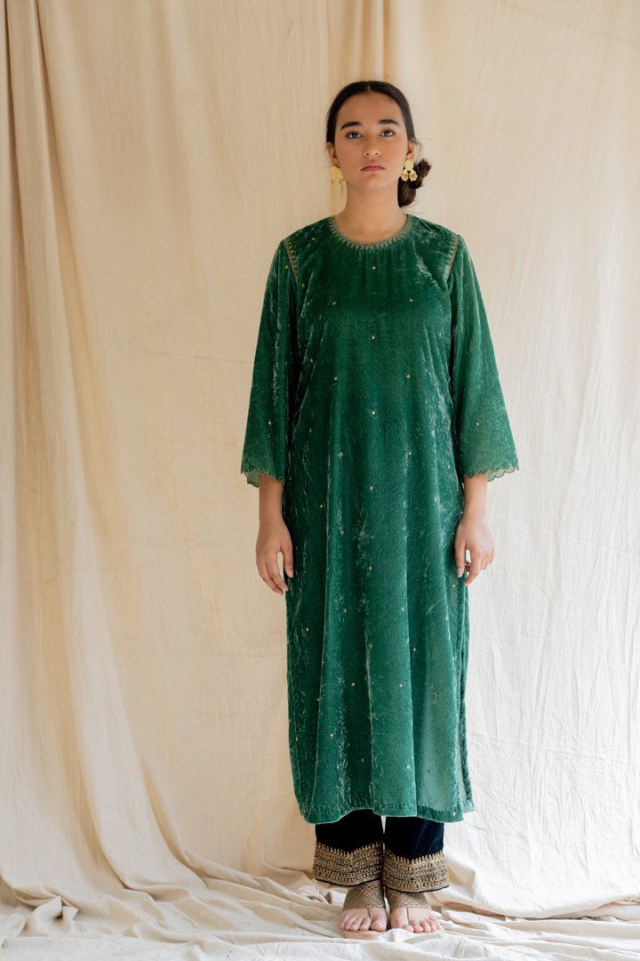 Aqua Green Imaam Kurta Kurta Sets by Nirjara for women Worldwide