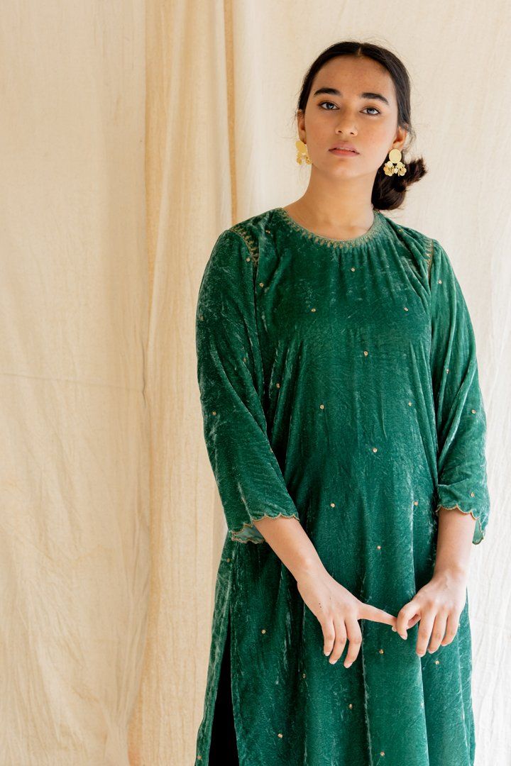 Aqua Green Imaam Kurta Kurta Sets by Nirjara for women Worldwide