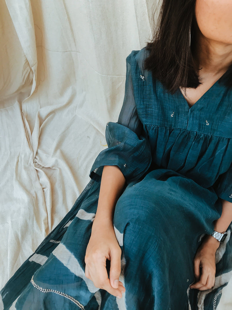 Arazi Dress Indigo Dress by Nirjara for women Worldwide
