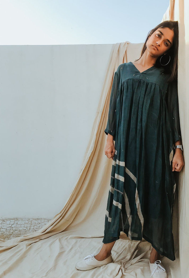 Arazi Dress Indigo Dress by Nirjara for women Worldwide