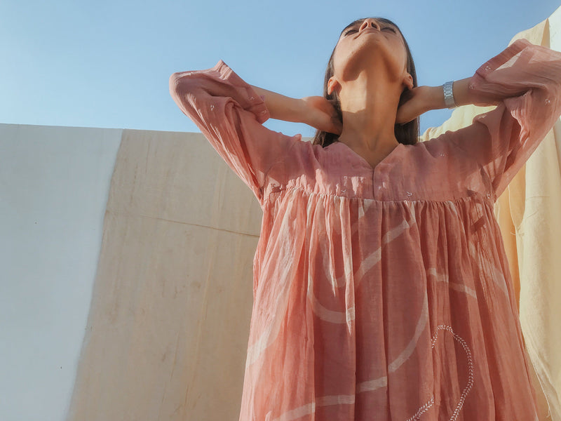 Arazi Dress Rose Pink Dress by Nirjara for women Worldwide