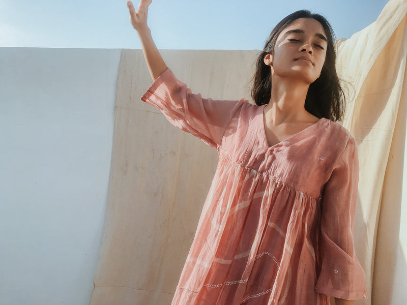 Arazi Dress Rose Pink Dress by Nirjara for women Worldwide