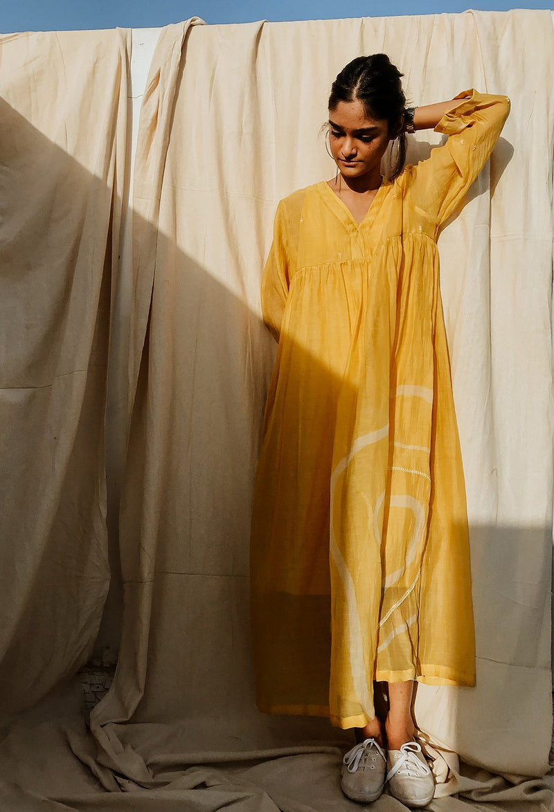 Arazi Dress Sunny Yellow Dress by Nirjara for women Worldwide