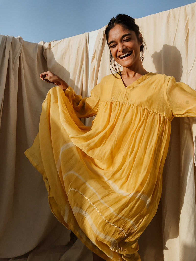 Arazi Dress Sunny Yellow Dress by Nirjara for women Worldwide
