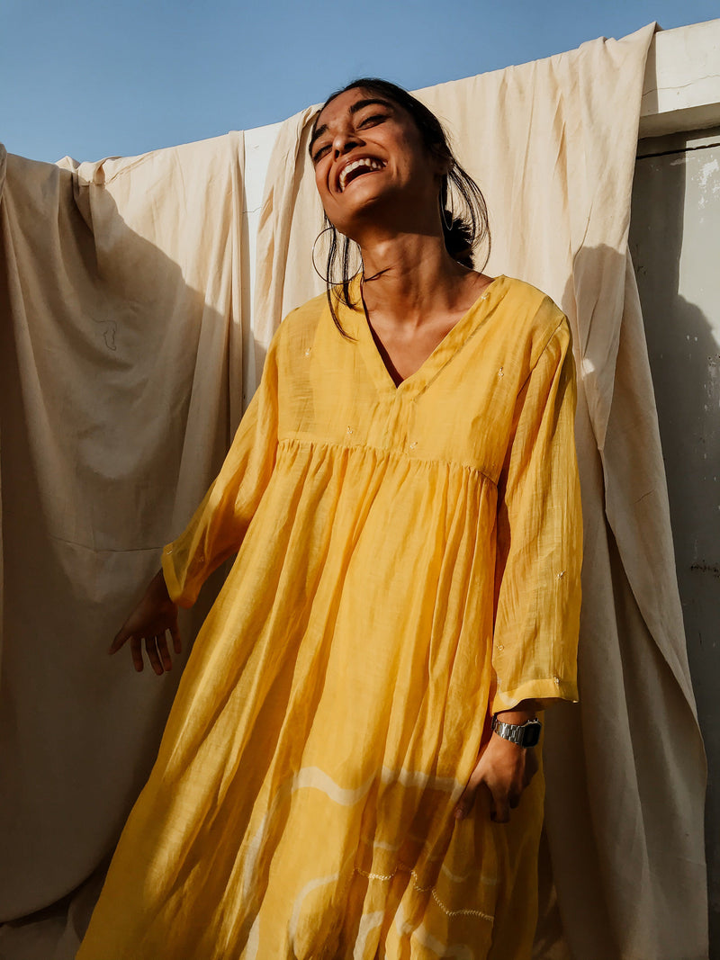 Arazi Dress Sunny Yellow Dress by Nirjara for women Worldwide