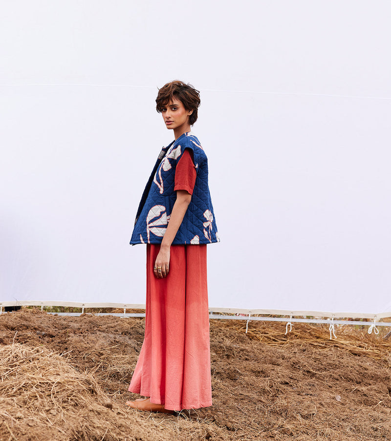 Aster vest jacket cotton by Khara Kapas in blue for women Worldwide
