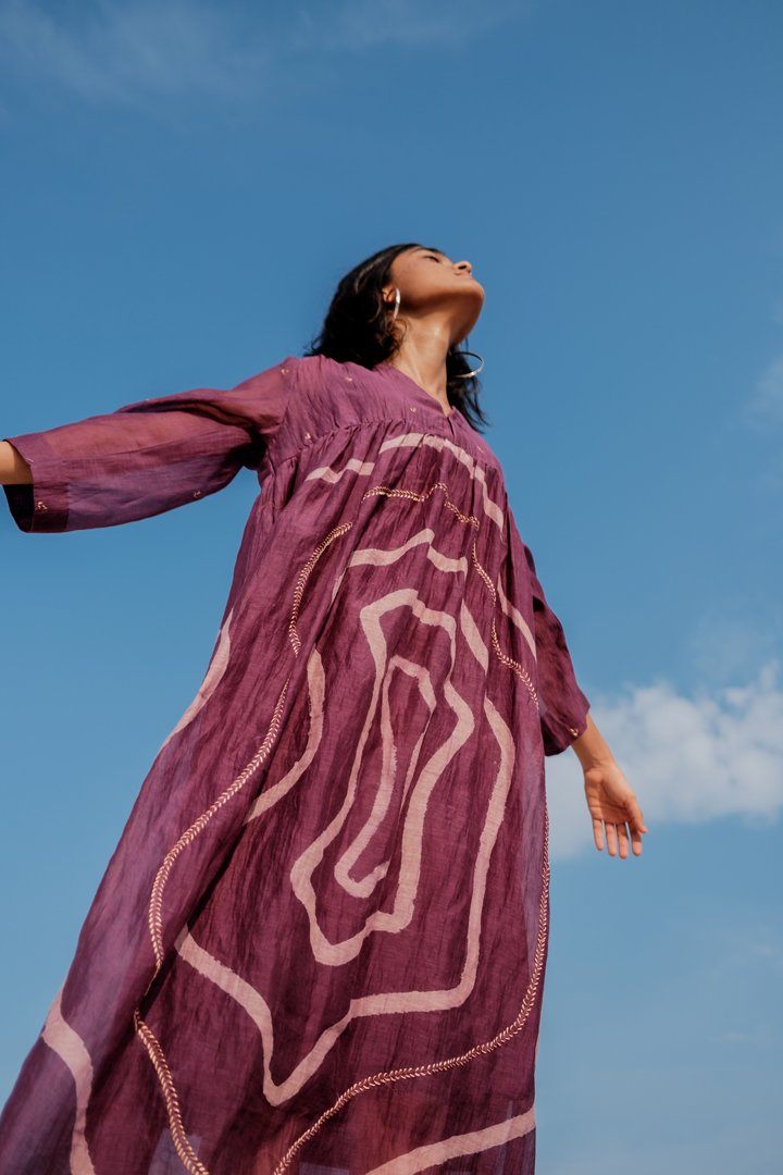 Aubergine Arazi Dress Dress by Nirjara for women Worldwide