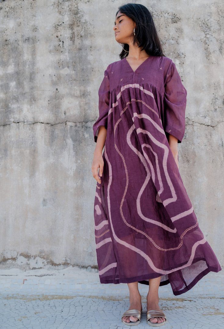 Aubergine Arazi Dress Dress by Nirjara for women Worldwide