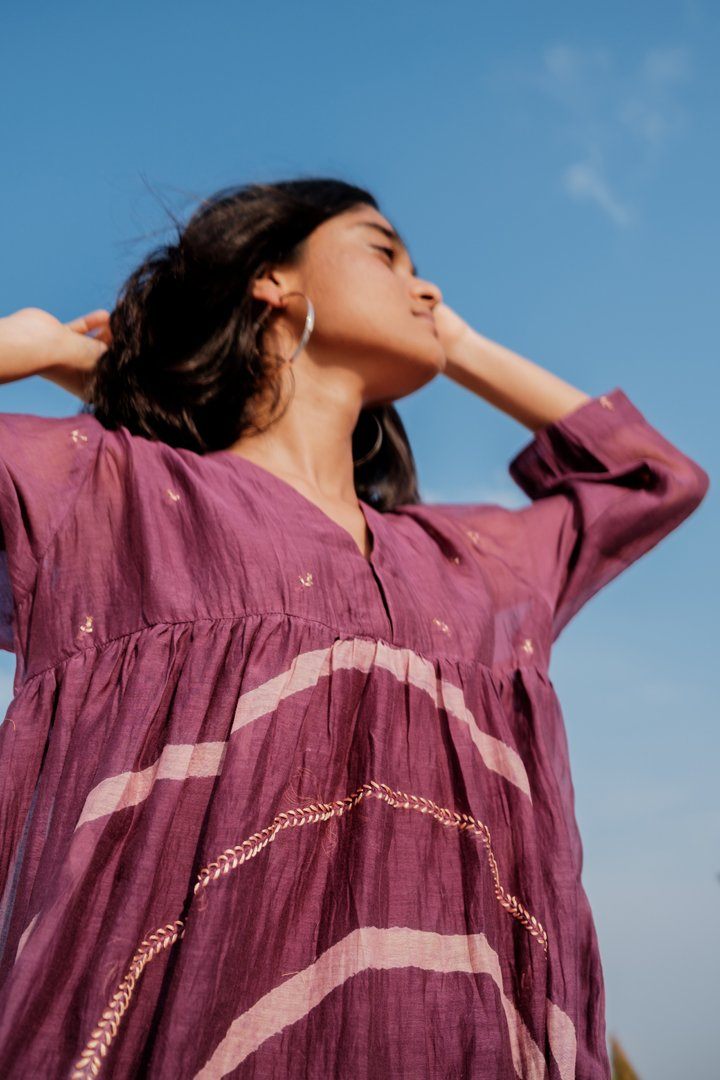 Aubergine Arazi Dress Dress by Nirjara for women Worldwide