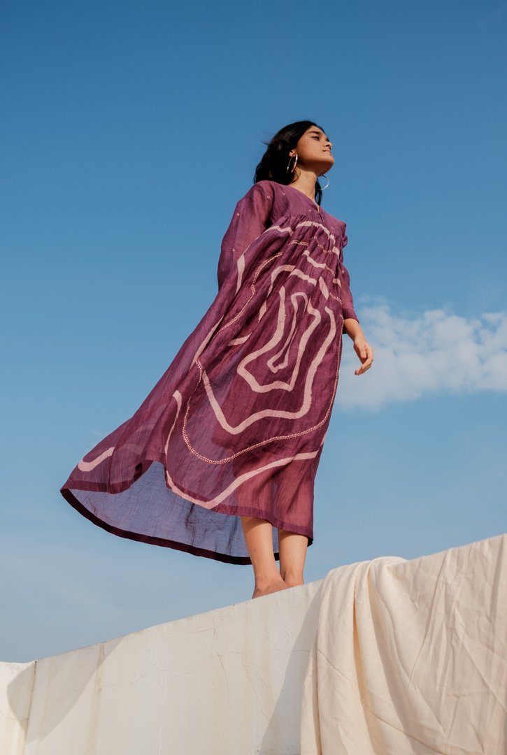 Aubergine Arazi Dress Dress by Nirjara for women Worldwide