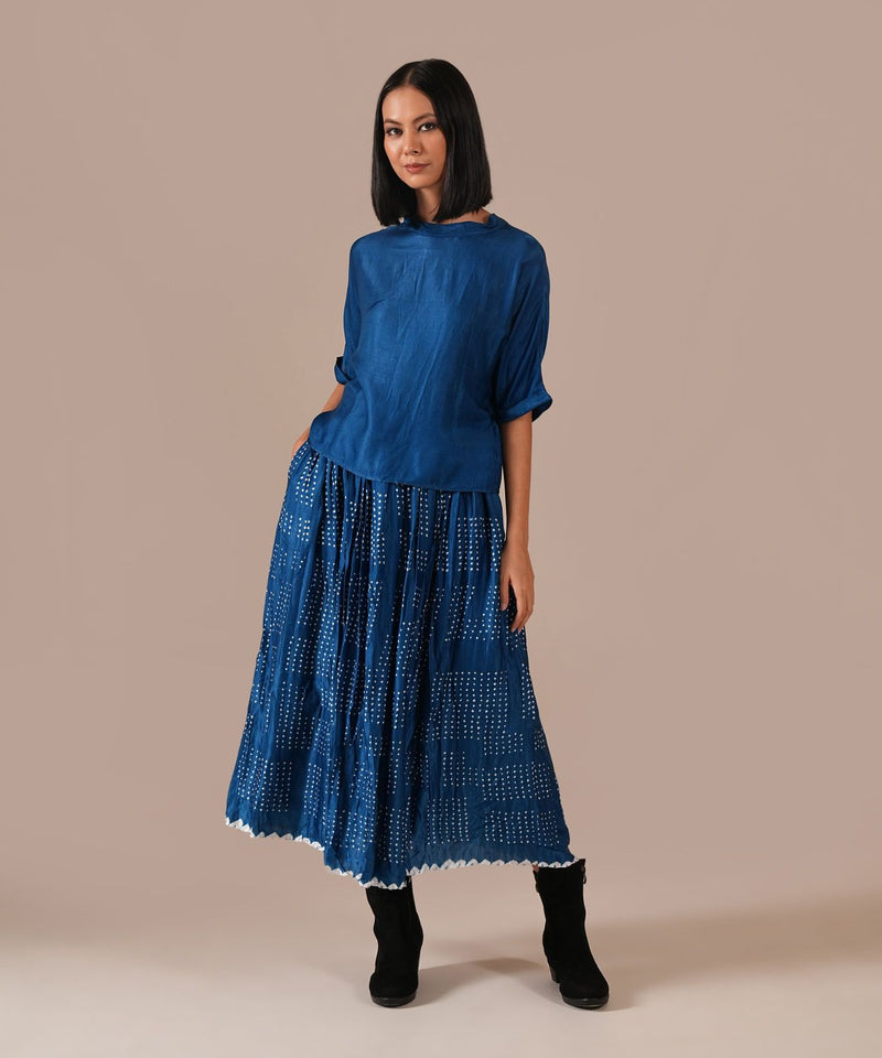 AUTUMN BREEZE SET silk by Indigo Dreams in blue color for women Worldwide