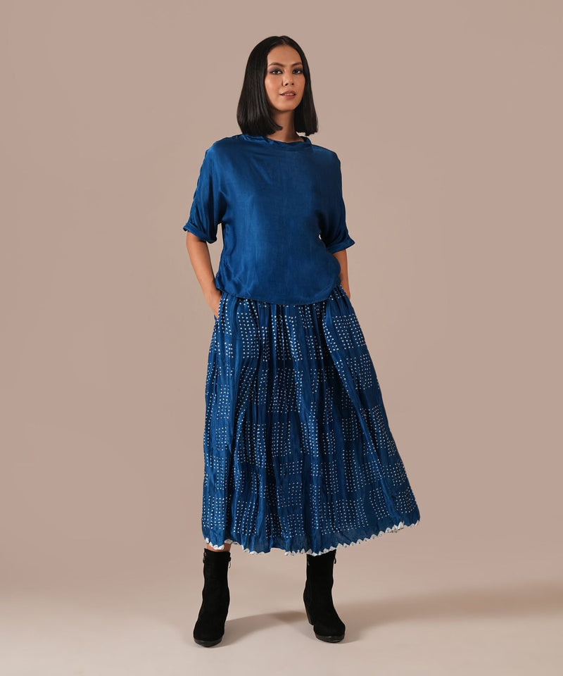 AUTUMN BREEZE SET silk by Indigo Dreams in blue color for women Worldwide