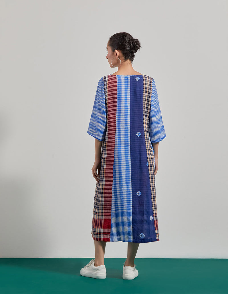 The Sarus Dress gamcha dress by 145 East in blue for women Worldwide