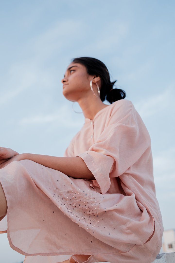 Baby Pink Hayal Dress Dress by Nirjara for women Worldwide