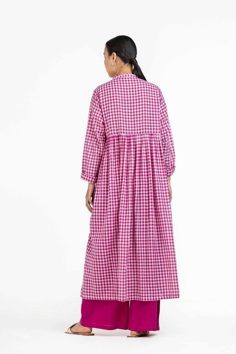Back Gather Jacket Co-ord Hot Pink Checks Co-ord Set,Bottoms,Top & Tunics by THREE for women Worldwide