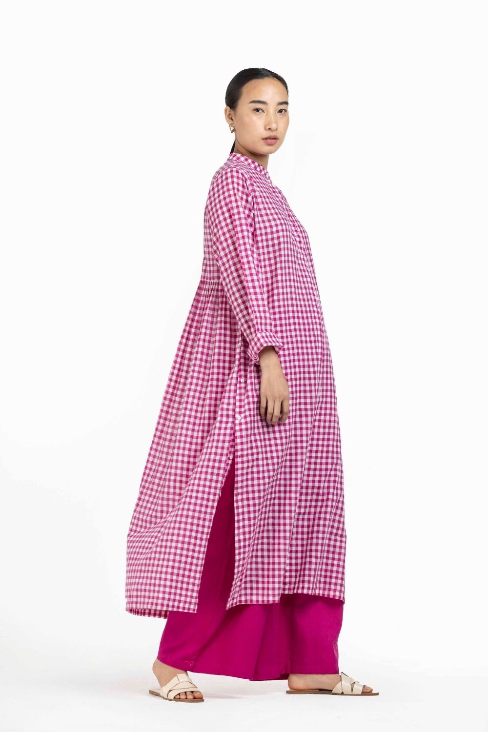 Back Gather Jacket Co-ord Hot Pink Checks Fashion THREE