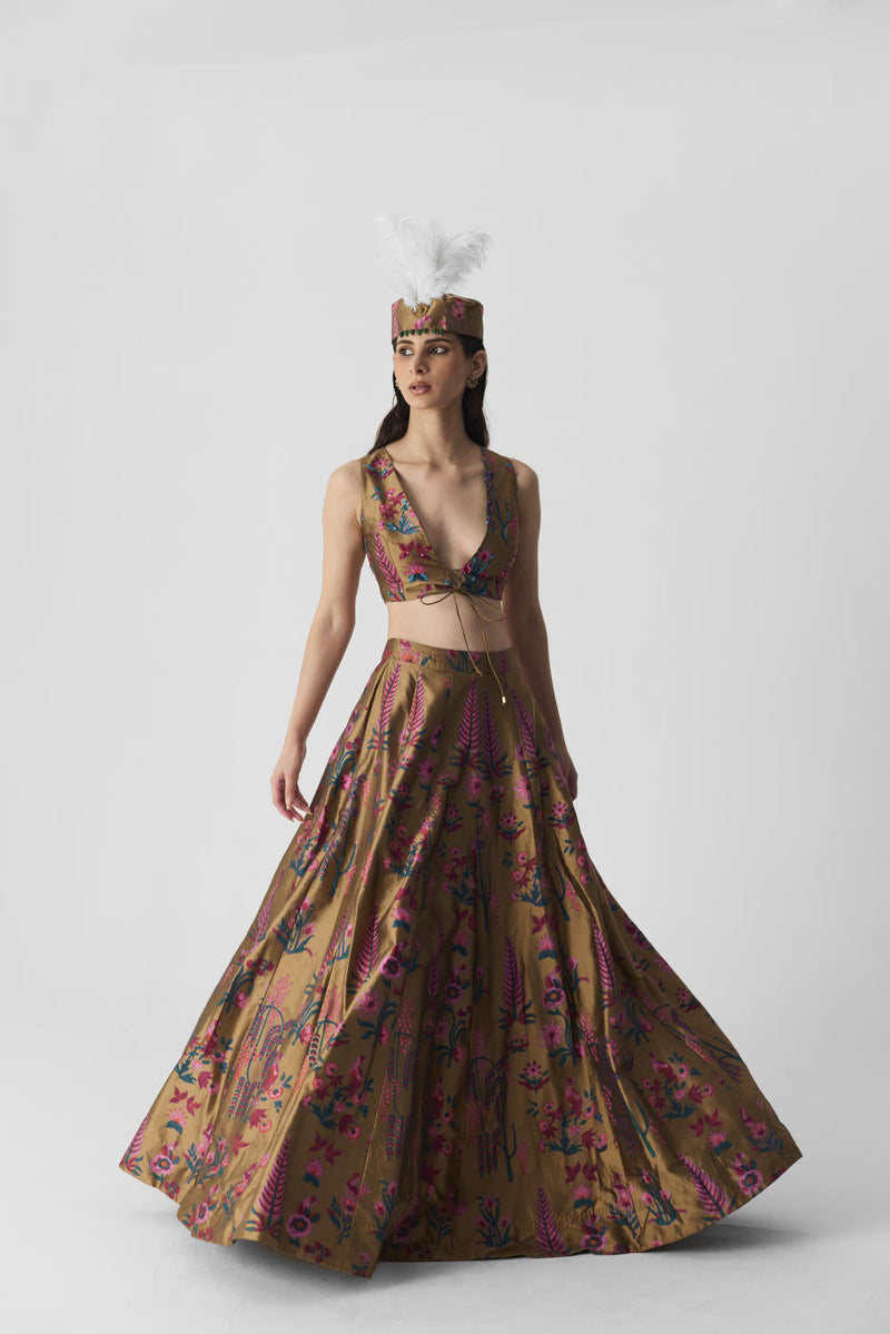 BAHAR LEHENGA silk by Yam in multi color for women Worldwide