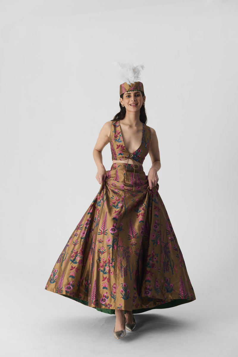 BAHAR LEHENGA silk by Yam in multi color for women Worldwide
