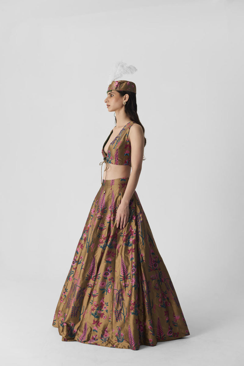 BAHAR LEHENGA silk by Yam in multi color for women Worldwide