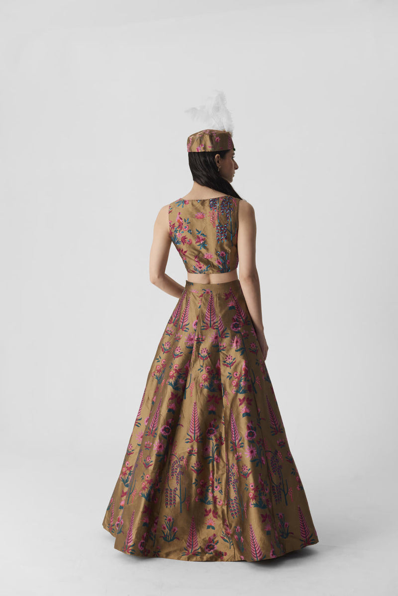 BAHAR LEHENGA silk by Yam in multi color for women Worldwide