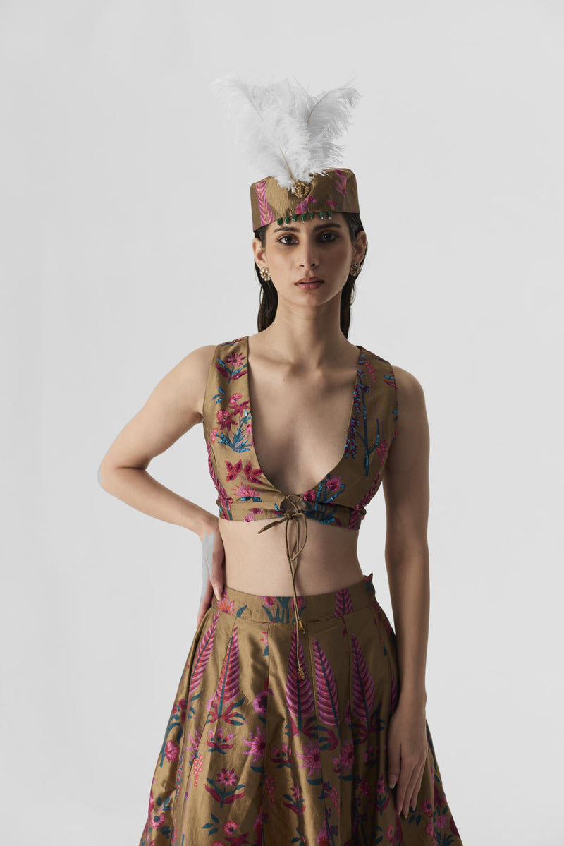 BAHAR LEHENGA silk by Yam in multi color for women Worldwide