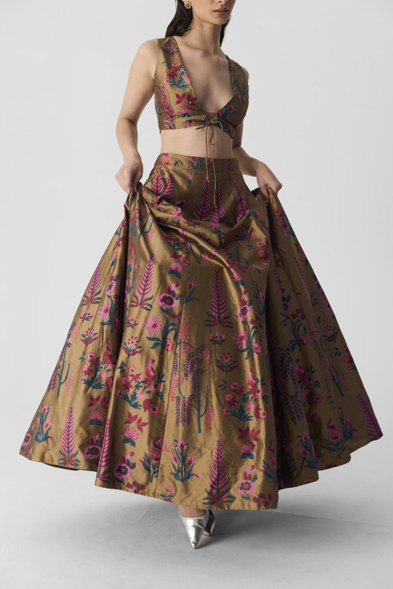 BAHAR LEHENGA silk by Yam in multi color for women Worldwide